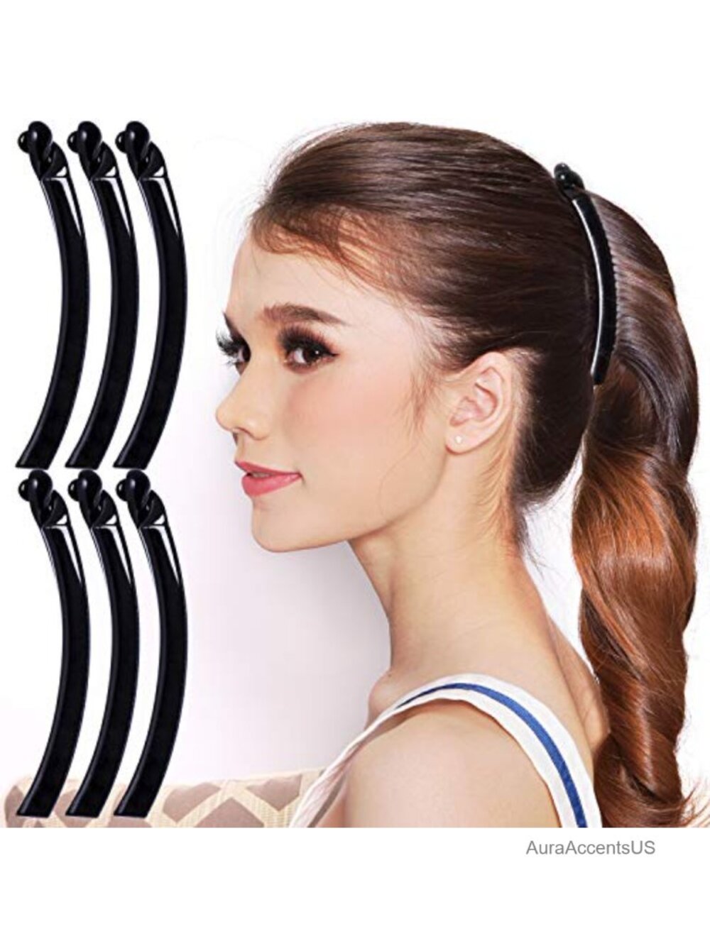 Banana Hair Clips Ponytail Holders Non-Slip Clamp for Thin Fine Hair 6 Pc